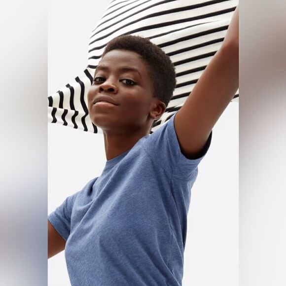 NWT Everlane The Organic Cotton Crew Tee in Heathered Blue Size XXS - Picture 2 of 11